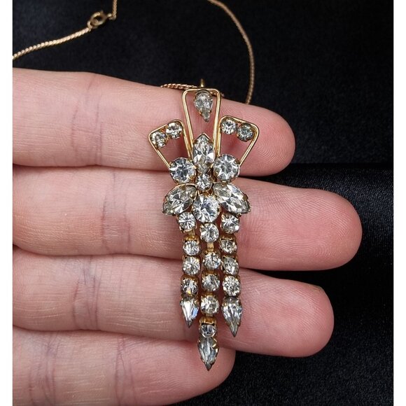 Vintage Star-Art 1/20 12 GF 1960s Necklace & Brooch Combo With Sparkling Rhinest - Picture 4 of 5